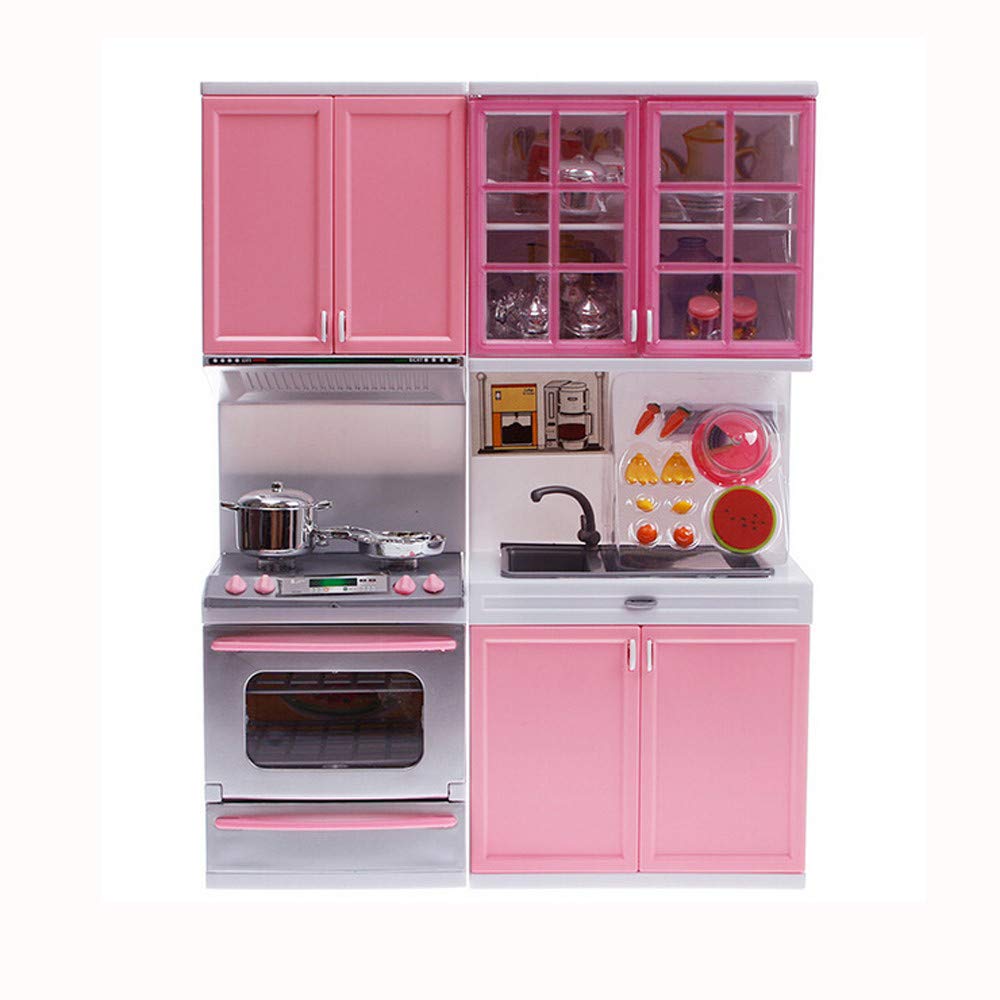 KPTOAZ Kids Pretend Play Kitchen Set - Large Plastic Toy Kitchen with Storage Cabinet, Cooking Stove & Accessories - Interactive Role Play Kitchen for Toddlers & Preschoolers (Pink) - Perfect for Home, Daycare & Preschool Learning Activities