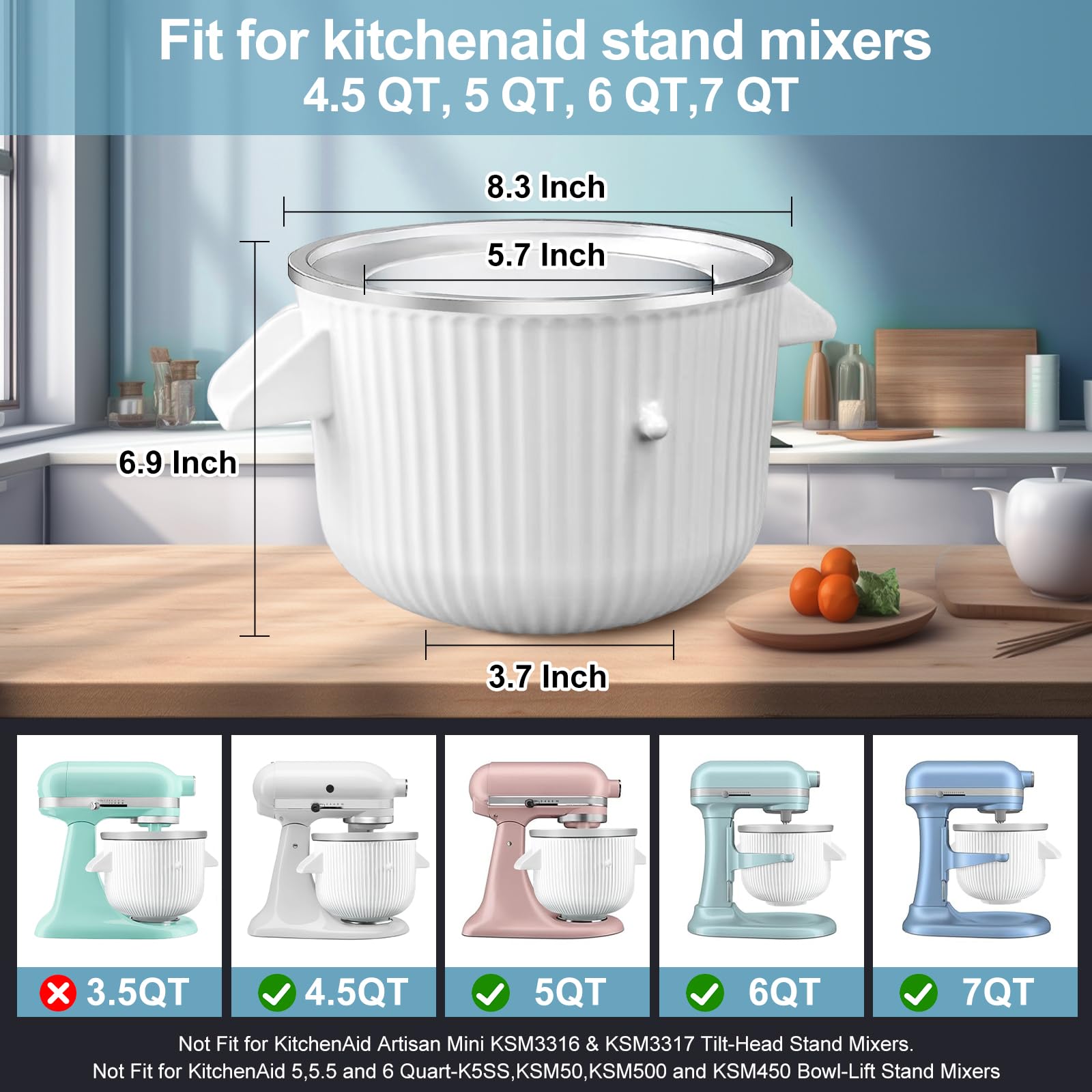 **KitchenAid Ice Cream Maker & Shaved Ice Attachment Set – Compatible with 4.5 Qt & Larger Stand Mixers – Includes 8 Ice Molds for Homemade Gelato & Shaved Ice – Perfect for Summer Desserts & Party Treats**