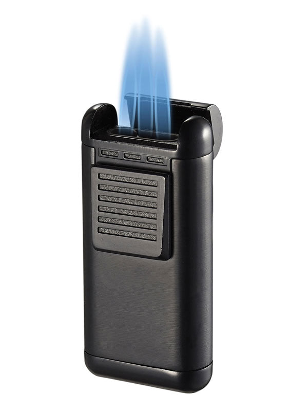 Visol Antero Triple Torch Cigar Lighter - Windproof Butane Lighter for Cigars, Cigarettes & Outdoor Use - Premium Black Jet Flame Lighter for Smoking Accessories & BBQ Grilling