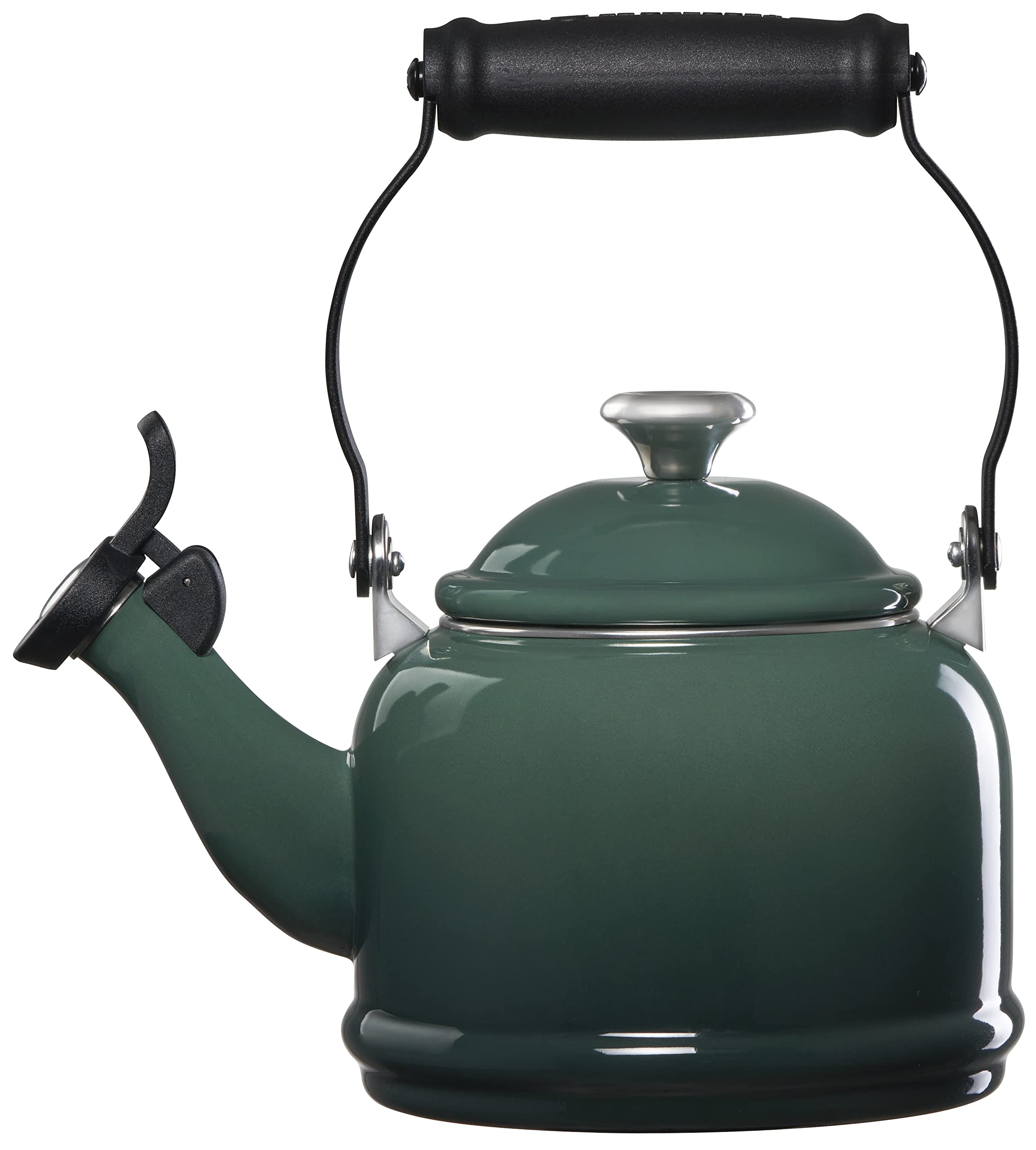 Le Creuset 1.25 qt Enameled Steel Tea Kettle with Metal Handle - Artichaut Green | Stovetop & Induction Compatible | Perfect for Home, Office & Outdoor Tea Brewing