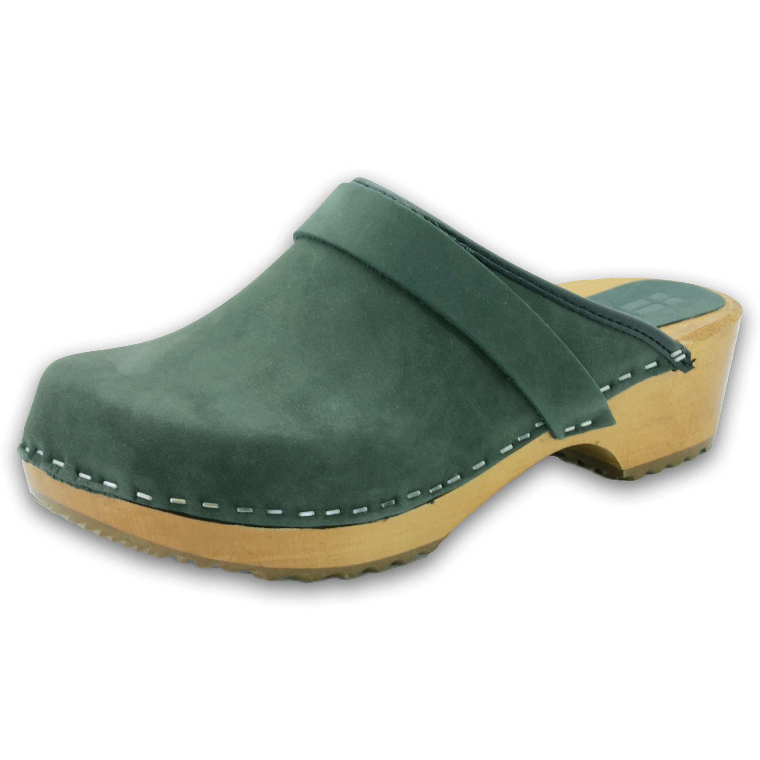 Bjork Maja Wooden Open Back Leather Clogs - Comfortable & Stylish Women's Sandals for Summer, Beach, and Casual Outings