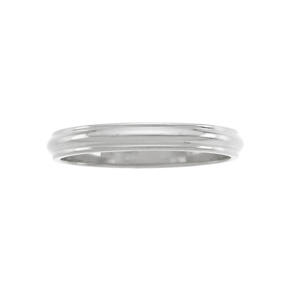 14k White Gold Black Bow 3mm Half Round Ridged Edge Band - Perfect for Elegant Occasions & Everyday Wear