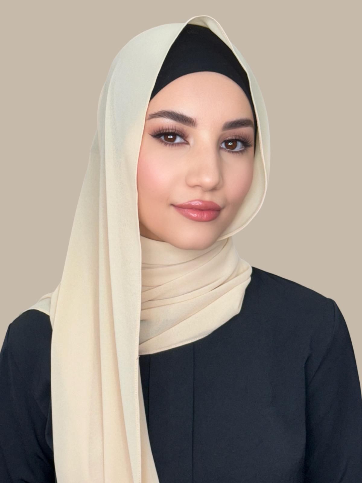 Elegant Classic Chiffon Hijab Scarf - Soft Bisque Color - Perfect for Daily Wear, Prayer, and Special Occasions
