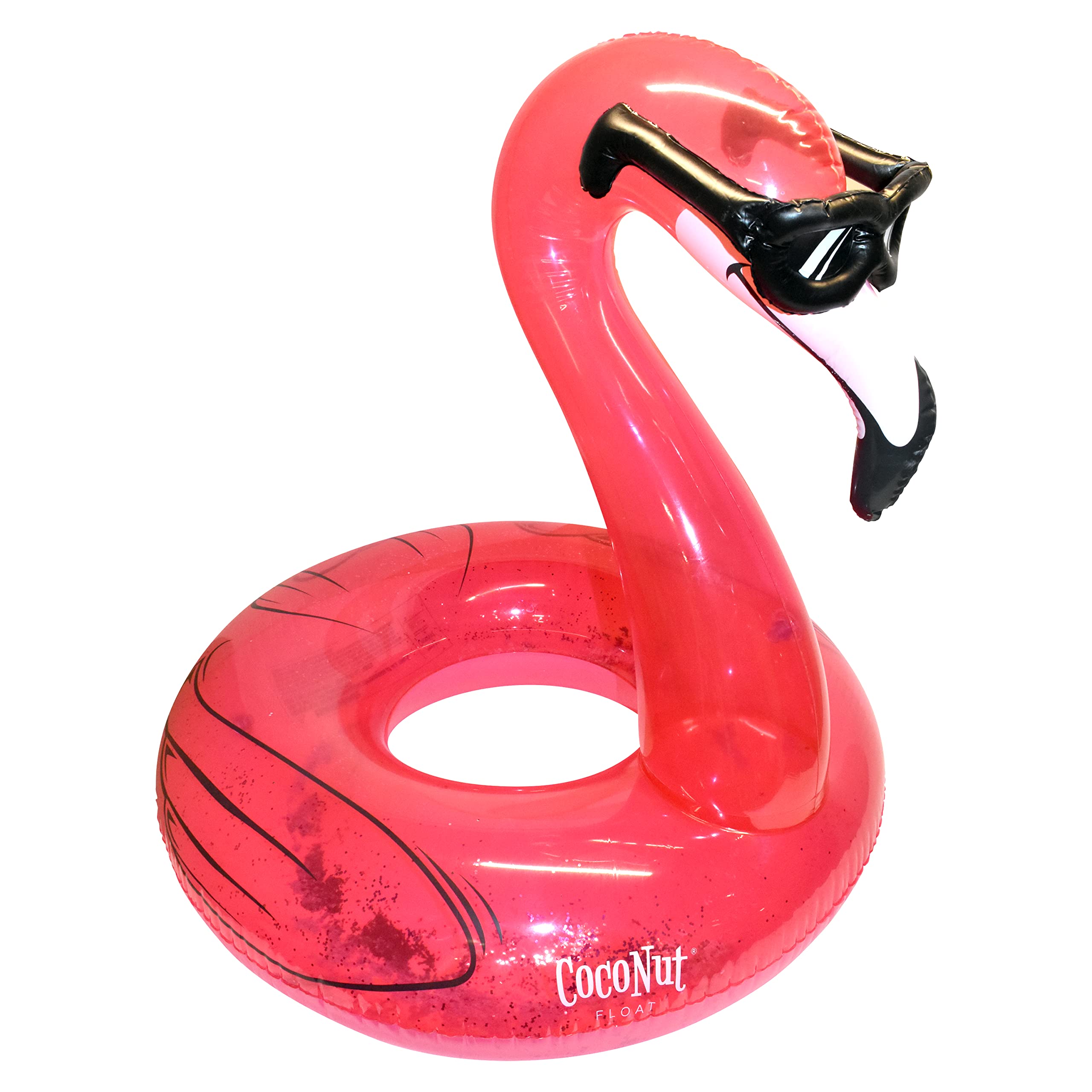 Coconut Outdoor Flamingo with Shades Pool Float – Inflatable Pool Ring for Adults & Kids – Durable Lounge Tube, Summer Water Toy – Fun Flamingo Decor for Pool Parties, Beach Vacations, Backyard Gatherings – Ages 8+ Years