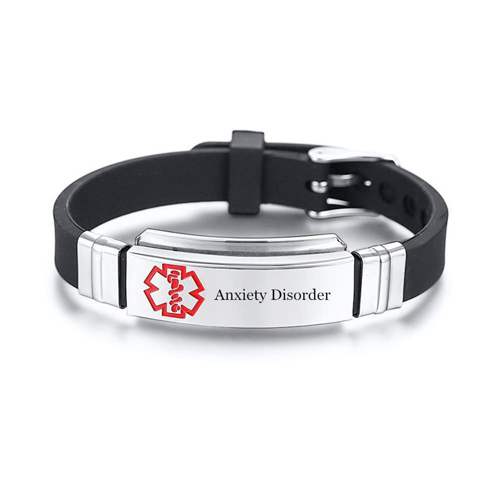 Custom Medical Alert Bracelet - Adjustable Silicone ID Wristband for Men, Women & Teens - Personalized with Free Wallet Tag - Ideal for Sports, Emergency & Daily Wear