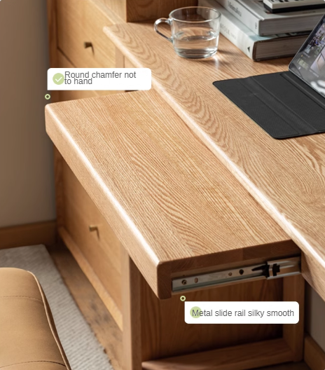 Solid Oak Retractable Writing Desk - Narrow Space-Saving Home Office Desk for Small Rooms & Apartments | Perfect for Study, Work & Remote Learning