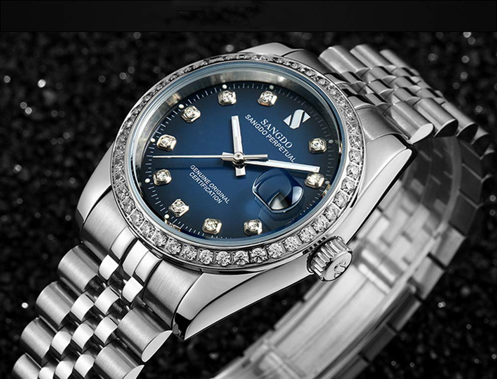 Luxury PASOY Men's Gold Watch with Red Dial - Waterproof Sapphire Crystal Stainless Steel Bracelet Watch for Business & Formal Occasions