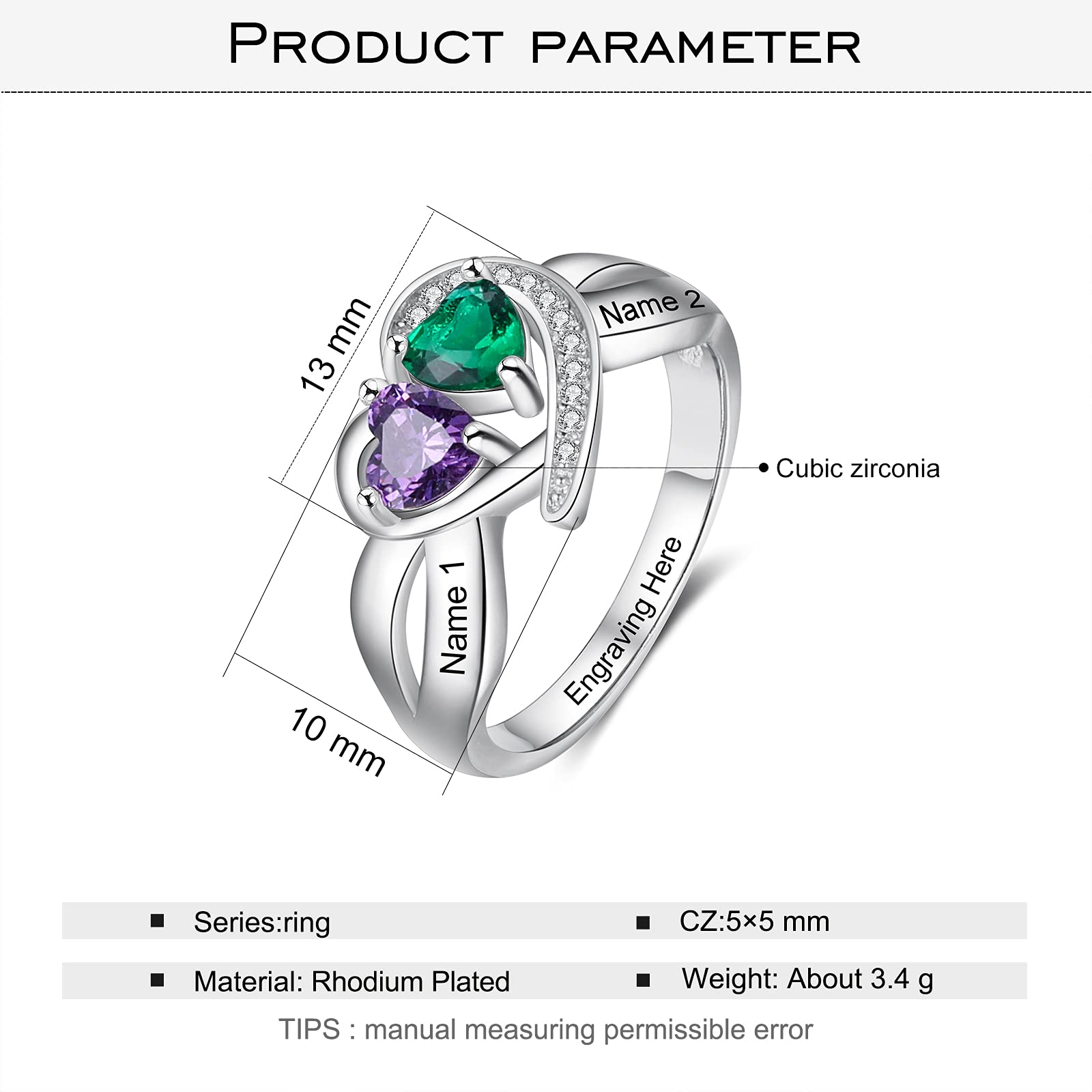 Personalized Mother Promise Rings - Birthstone Engagement Rings for Women - Wedding & Love Gifts