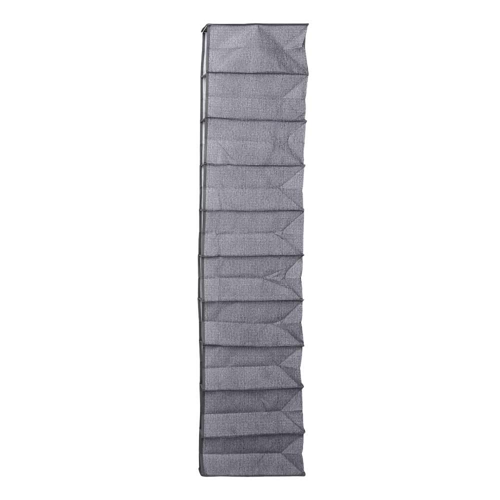 Whitmor Hanging Shoe Organizer - Space Saving Closet Storage Shelf for Sneakers, Sandals & Flip Flops | Crosshatch Gray | Perfect for Small Spaces, Dorm Rooms & Apartment Closets