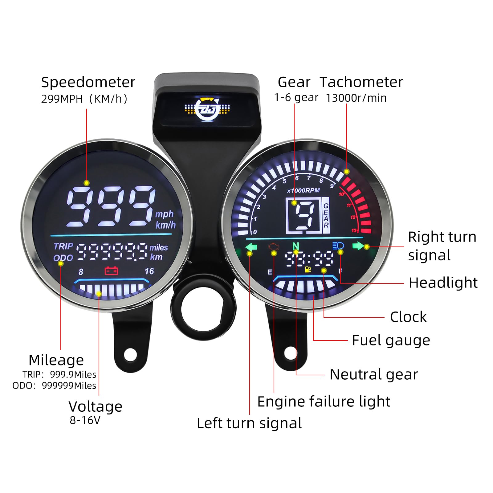 Digital Motorcycle Speedometer with Tachometer & Odometer - for Suzuki GN 125 - Ride Tracking & Performance Monitoring