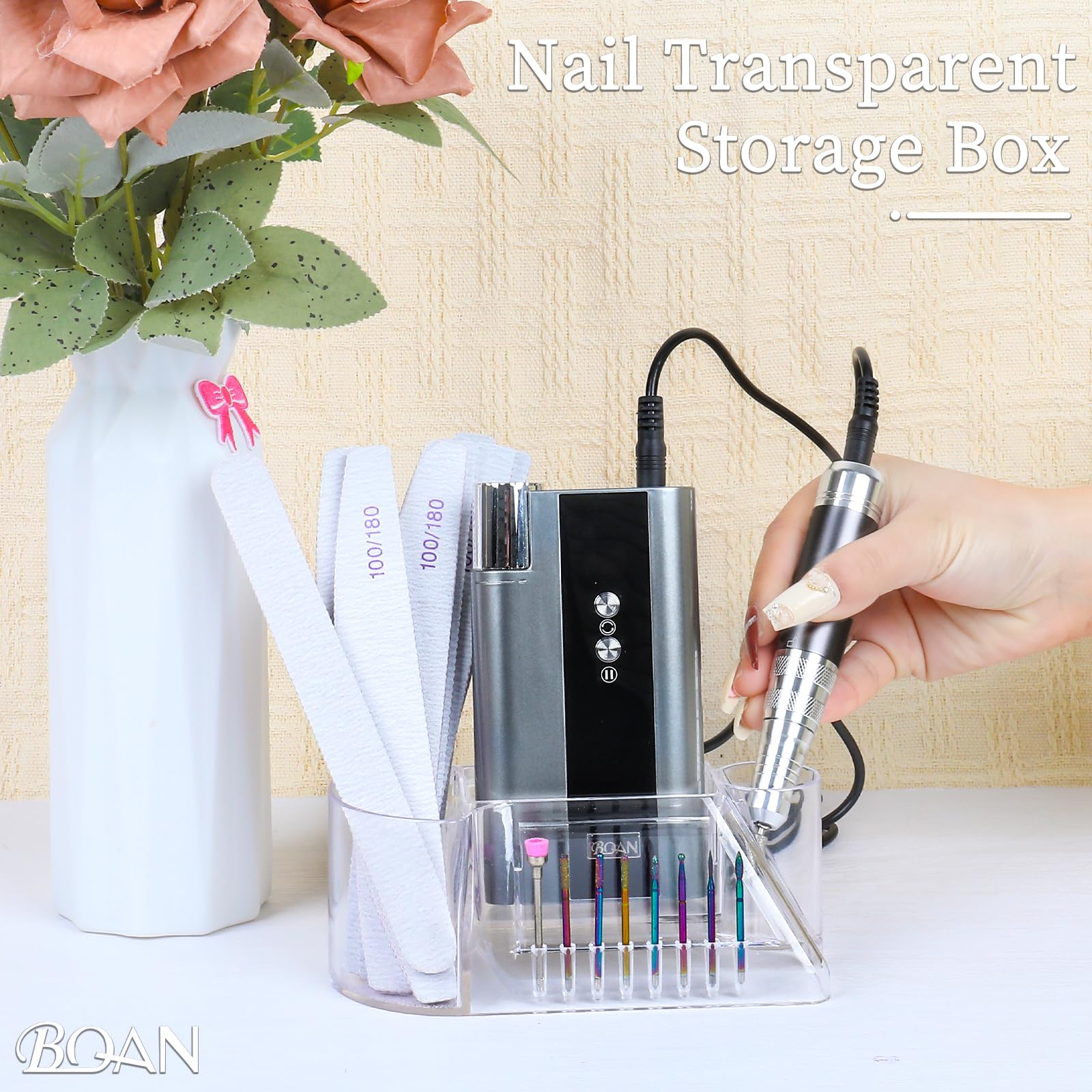 BQAN Professional Nail Drill Holder Stand - 8 Hole Nail Tool Organizer for Manicure & Pedicure | Perfect for Salon, Home Nail Art, and DIY Nail Care