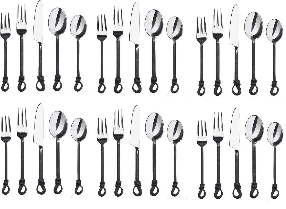 Premium 18/10 Stainless Steel Flatware Set - 6-Piece Modern Silverware Utensils for Kitchen, Restaurant, Wedding & Party | Durable Dinnerware Accessories for Fine Dining, Entertaining & Everyday Use