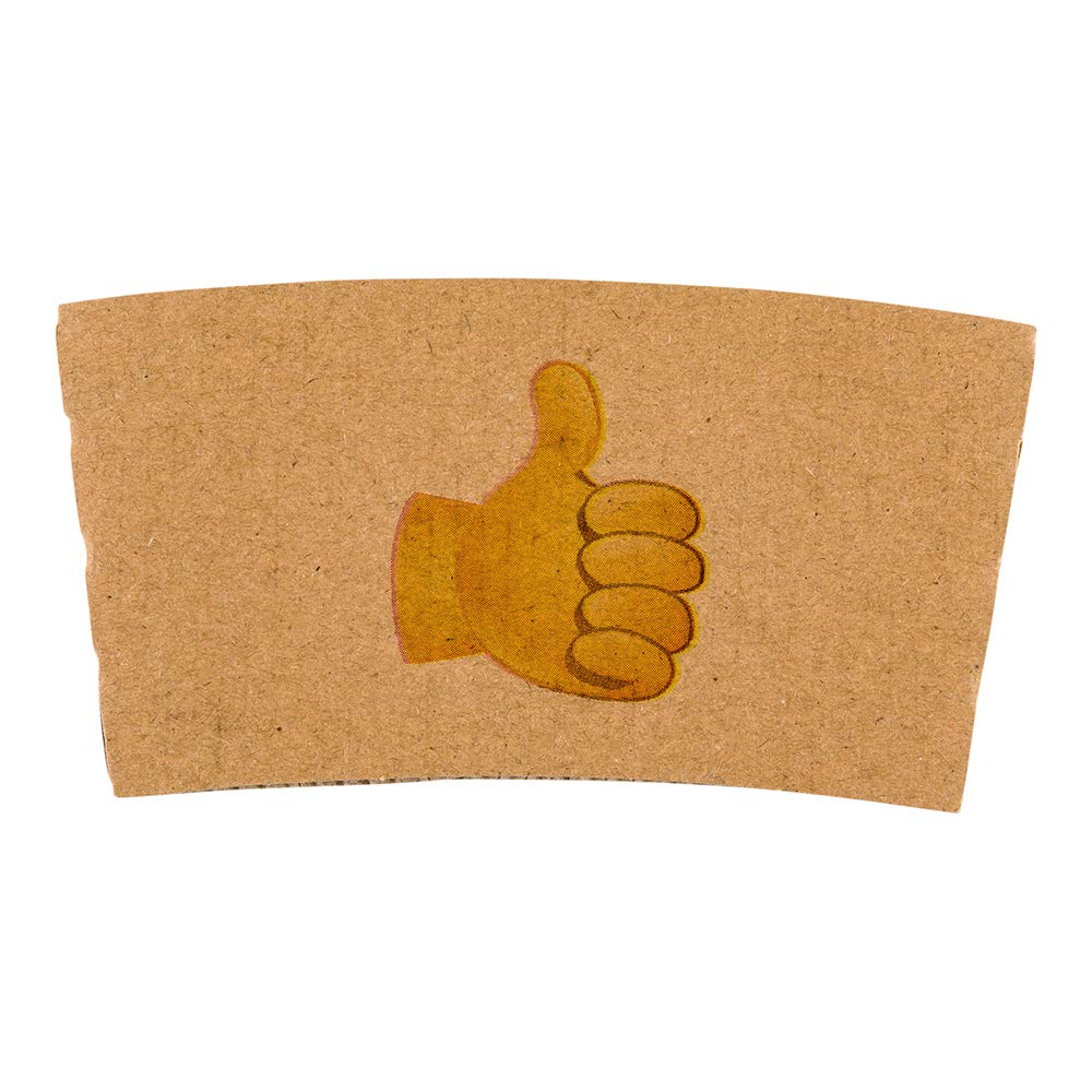 Restpresso 5.1 x 2.8 Inch Corrugated Coffee Cup Sleeves - 1000 Pack Heat-Resistant Kraft Paper Disposable Hot Beverage Sleeves with Secure Grip & Thumbs-Up Emoji Design - Perfect for Coffee Shops, Cafes, Takeout and Office Use