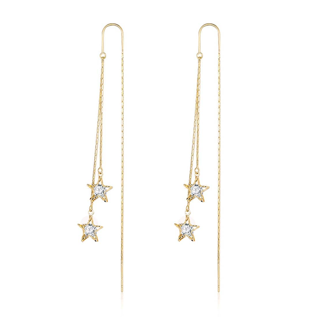 Meteor Star Pendant Earrings for Women - Gold & Silver Lucky Star Dangle Earrings with Long Tassel Drop - Perfect for Parties, Weddings, and Everyday Fashion Accessories