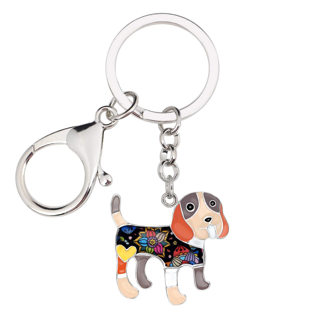 Sweet Beagle Dog Keychain - Enamel Metal Pet Charm for Keys & Bags