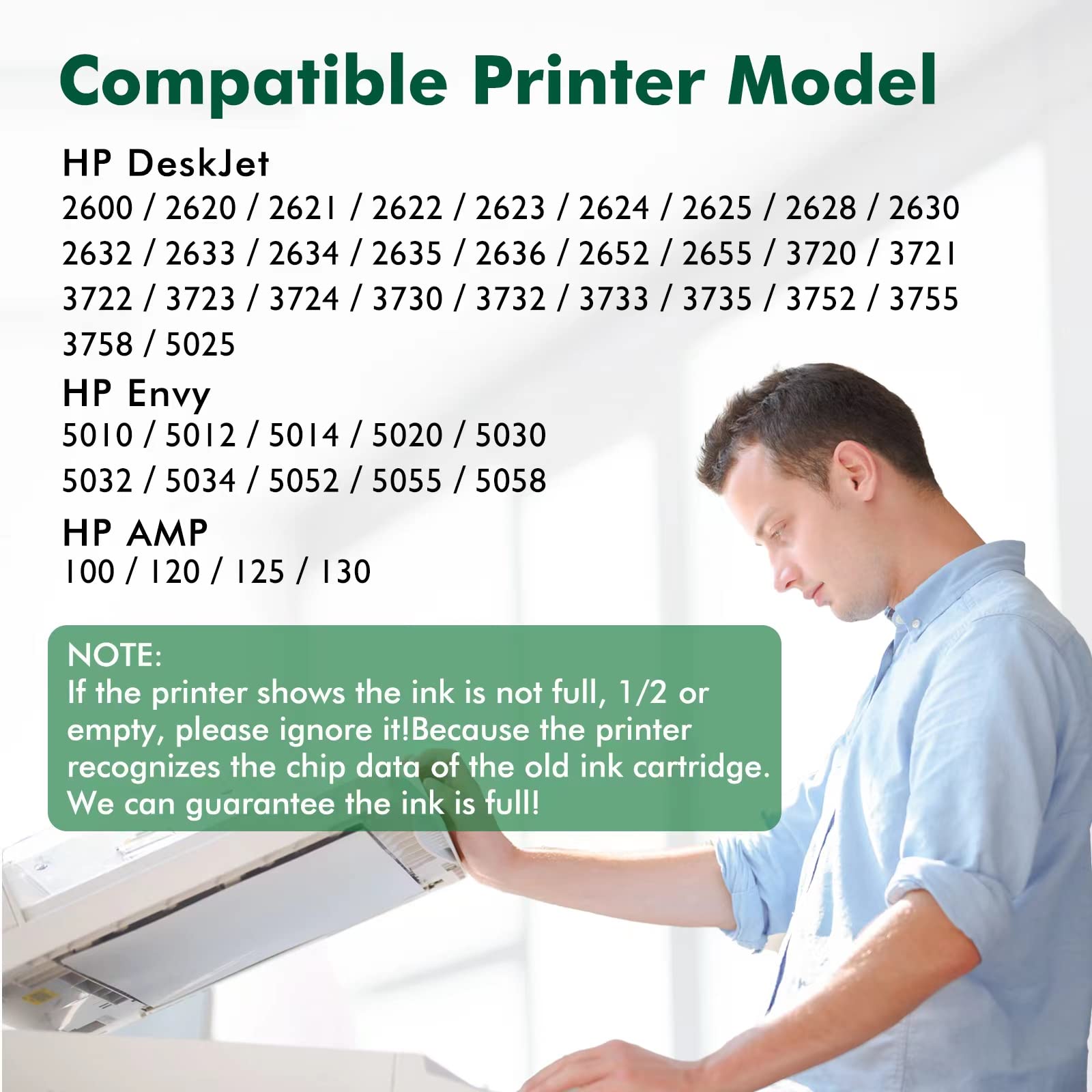 HP 65 XL Remanufactured Ink Cartridges - Compatible with Envy 5052/5055/5010/5012/5020/5030 & Deskjet 2600/2622/2652/3722/3755/3752/2635/2636/2655 - High-Quality Printer Ink Replacement for Home & Office Use