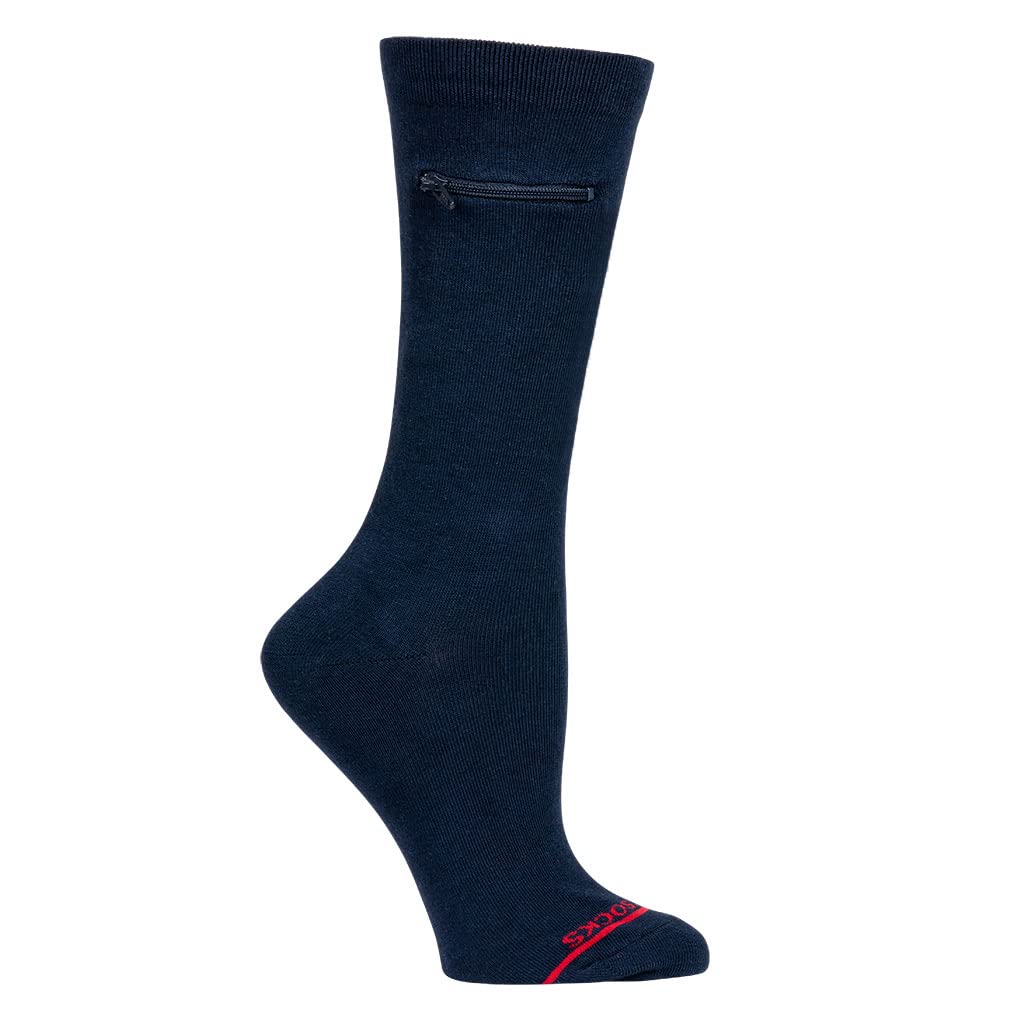 Moisture Wicking Anti Pickpocket Crew Socks for Women & Men with Hidden Pocket - Travel, Hiking & Everyday Wear Dress Socks
