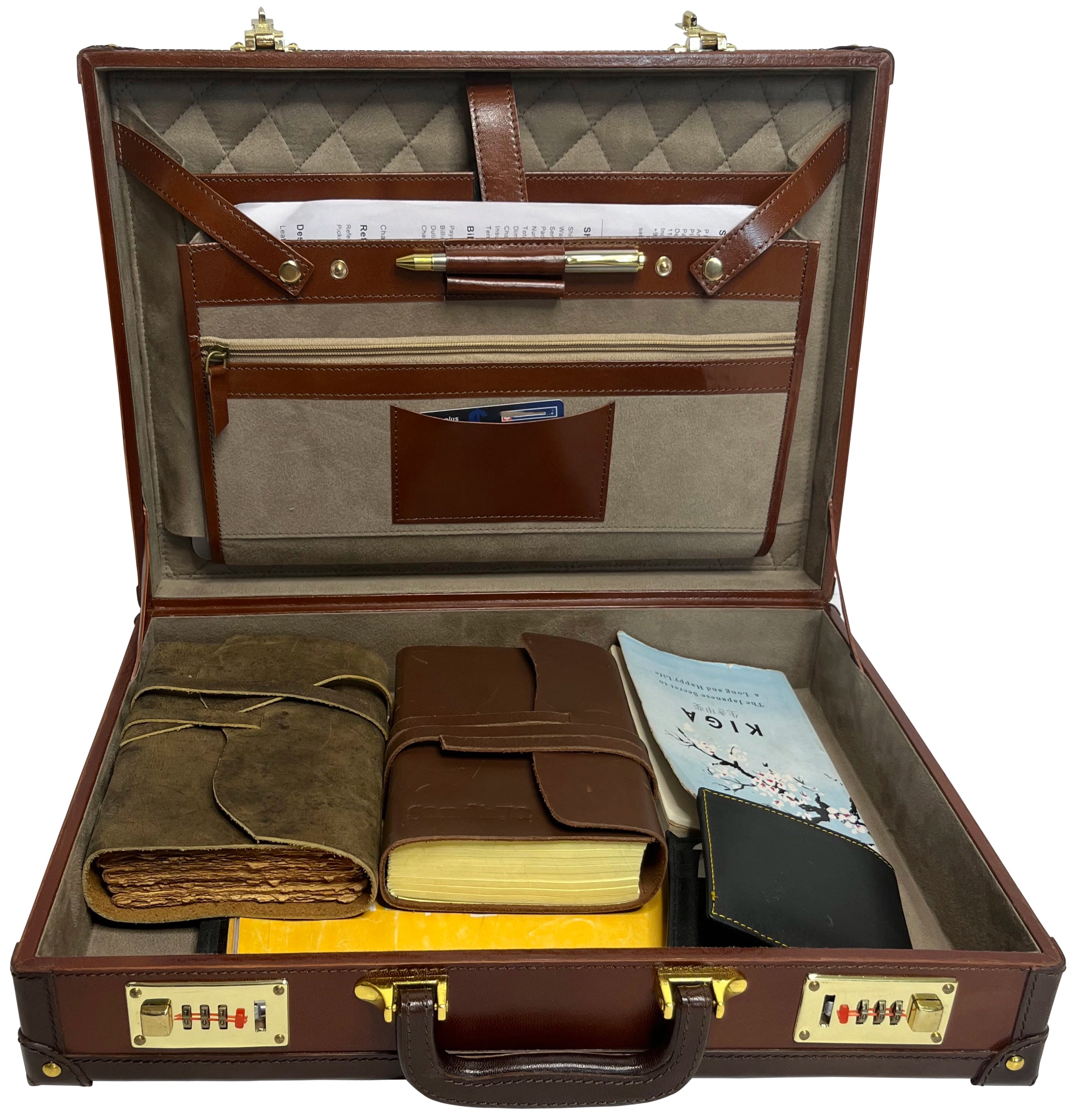 Aston Leather Briefcase - Premium Genuine Leather Business Bag, Limited Edition (Brown) - Perfect for Office, Travel & Professional Meetings