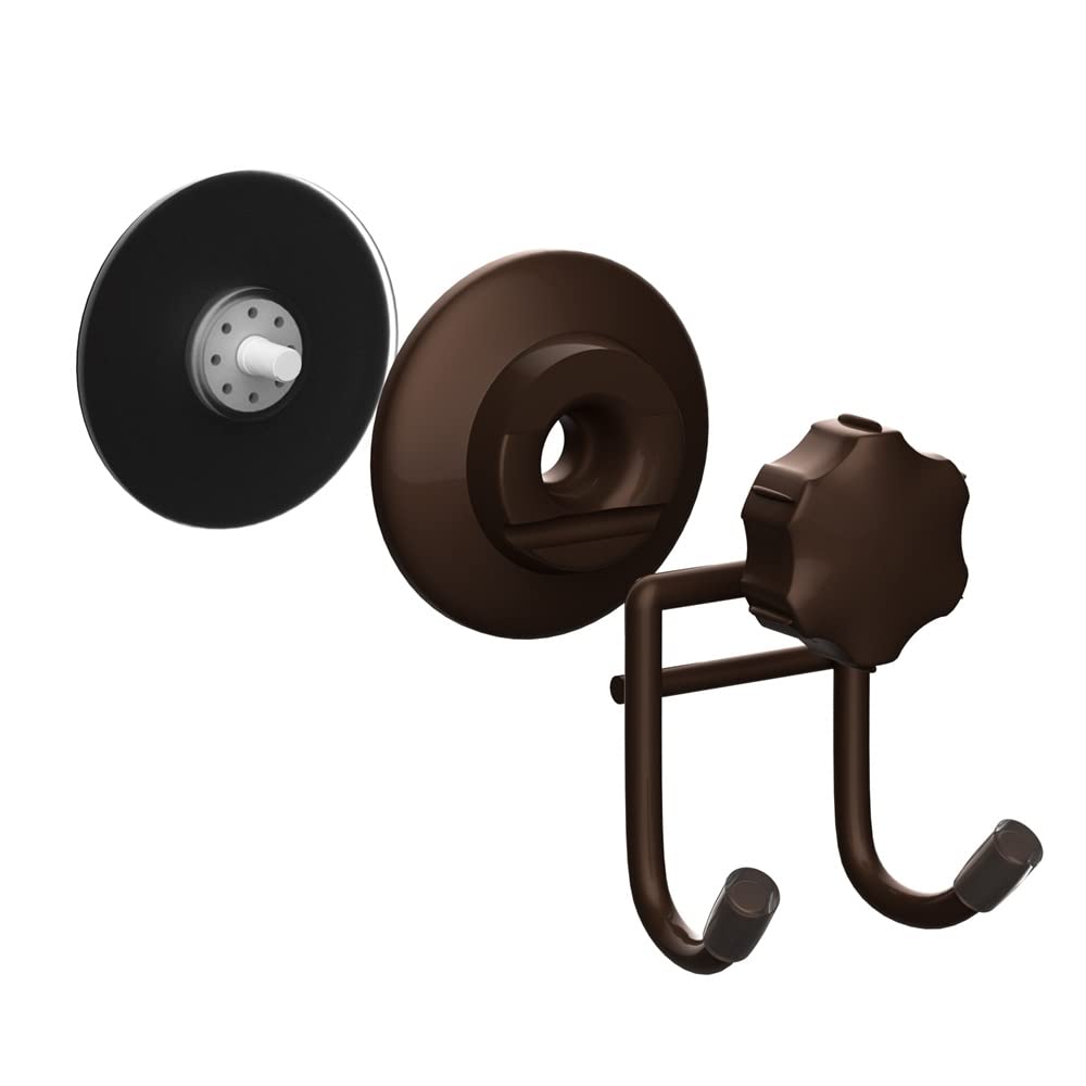 SANNO Heavy Duty Suction Cup Hooks - 2 Pack Bronze Shower Accessories for Towel, Robe, Loofah & Squeegee - Strong Adhesive Bathroom & Kitchen Wall Hooks for Hanging Organization - Perfect for Showers, Bathrooms & Small Space Storage