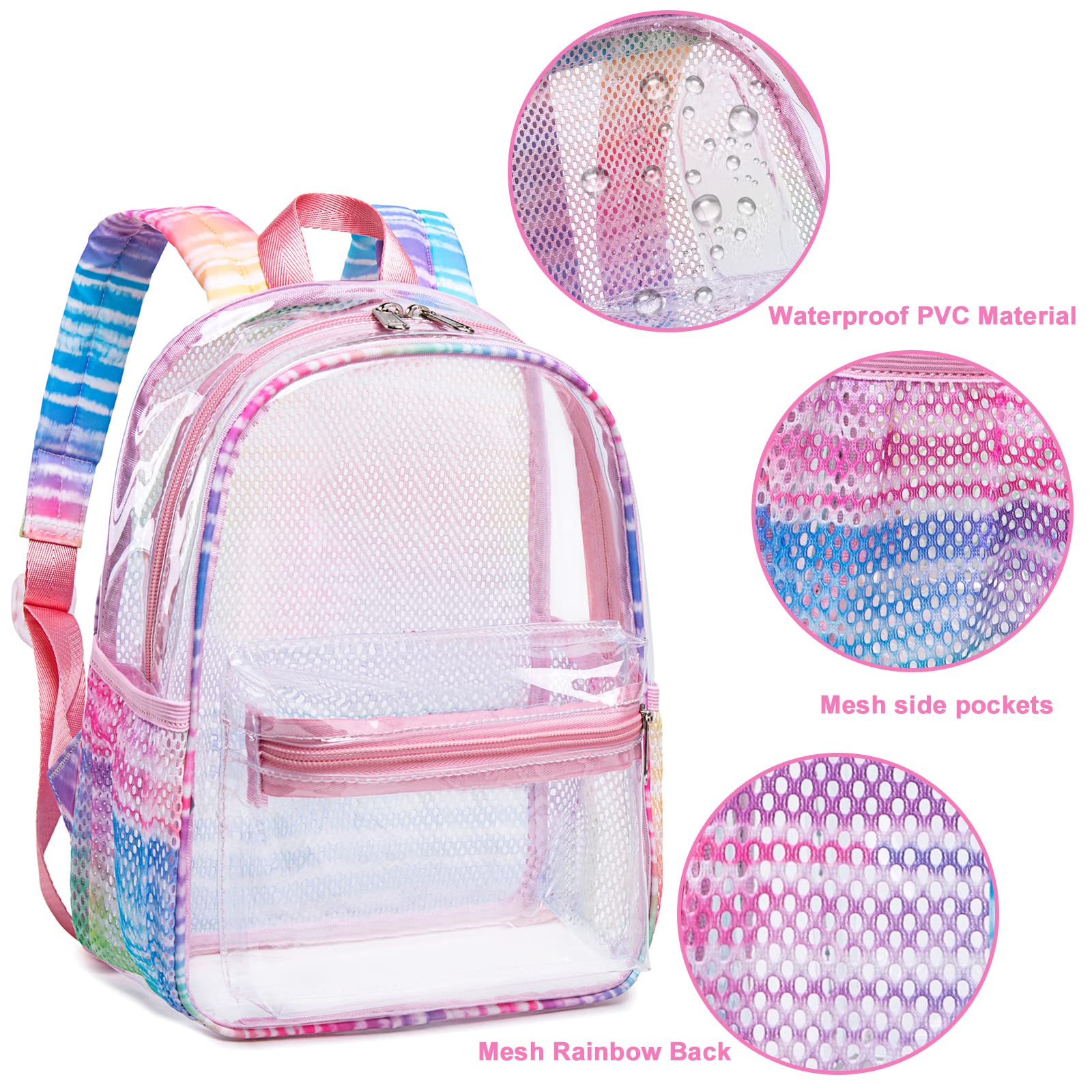 Clear Mini Backpack 12x12x6 - Small Transparent Stadium Bag for Concerts, Festivals & Travel | Lightweight See-Through Plastic Backpack for Work, Security & Events