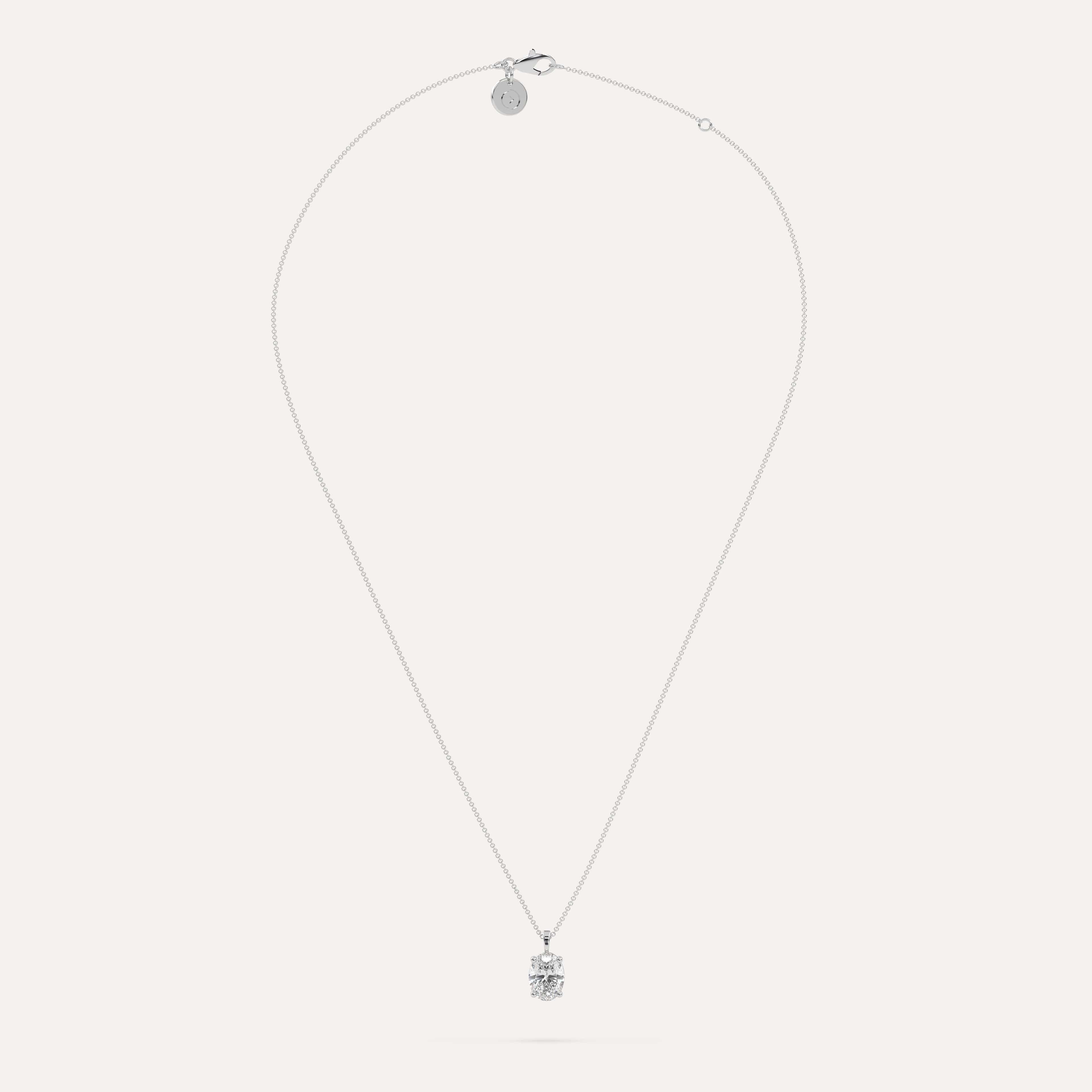 2 Carat Oval Diamond Pendant Necklace - 14K White Gold Solitaire Jewelry for Women - Perfect for Anniversary, Wedding & Special Occasion Gifts