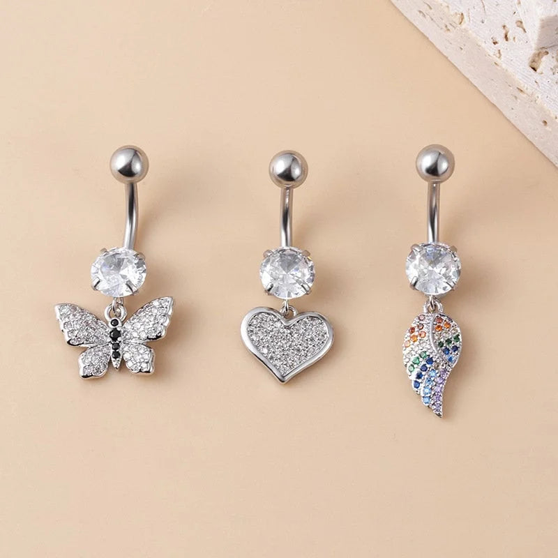 14G Hypoallergenic Butterfly Belly Button Ring - Surgical Steel Navel Piercing Jewelry for Women | Perfect for Everyday Wear, Parties & Body Piercing Enthusiasts