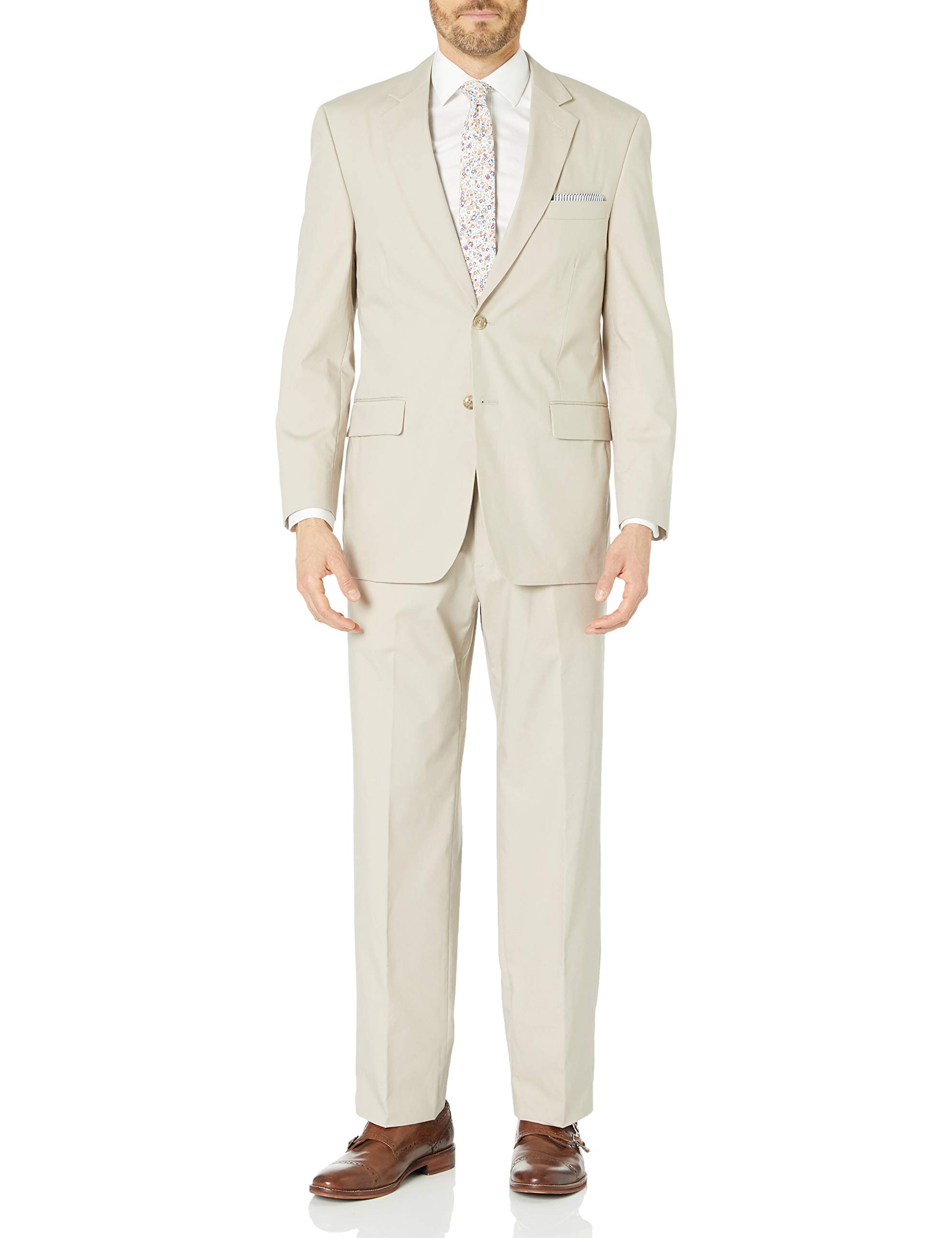 Palm Beach Men's Boone Poplin 2-Button Center Vent Suit Jacket - Slim Fit Business Blazer for Weddings, Office & Formal Events