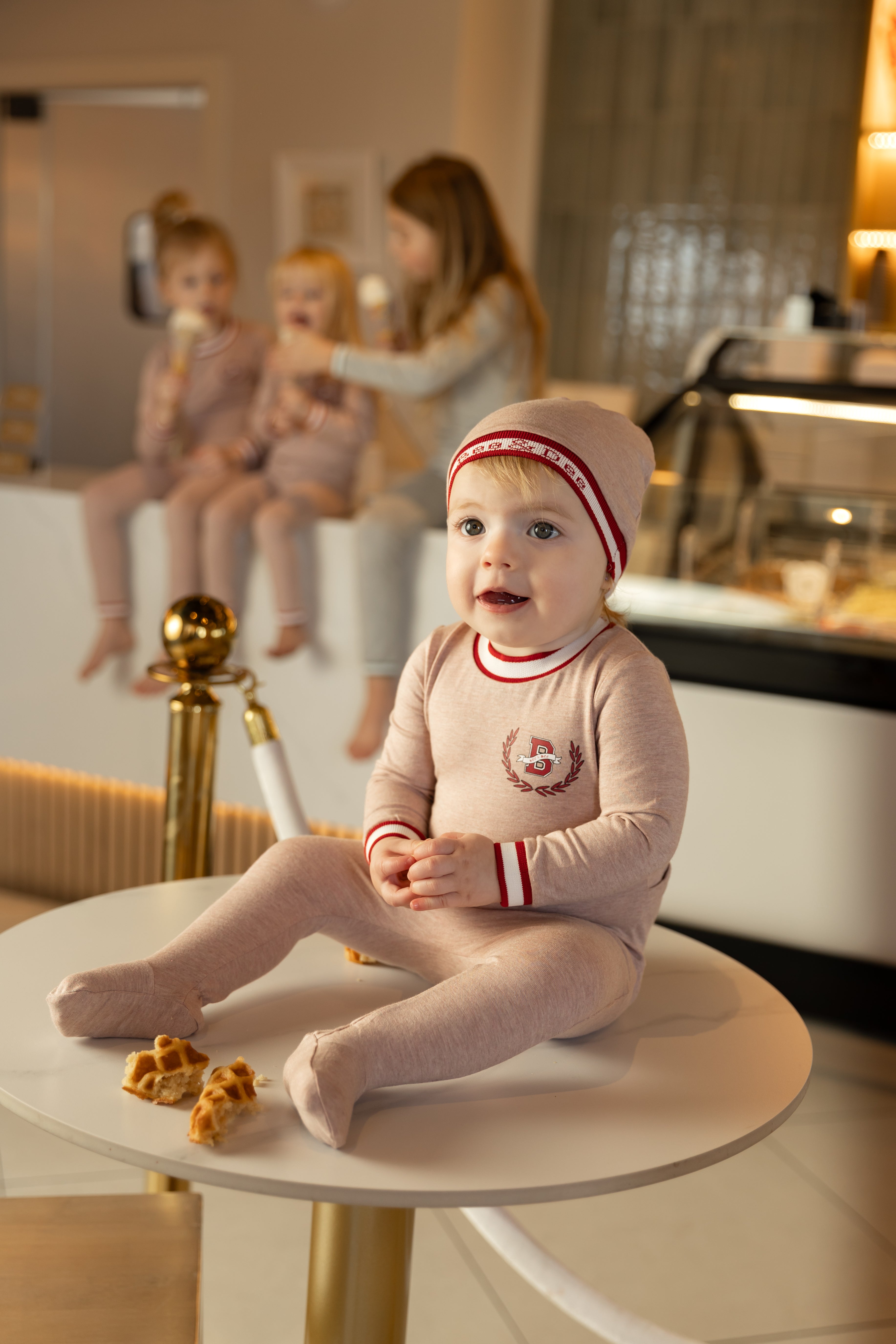 Bee & Dee Varsity Flush Footie & Beanie Set - Soft Baby Socks and Hat for Newborns, Infants - Perfect for Photo Shoots, Gifts, and Everyday Comfort