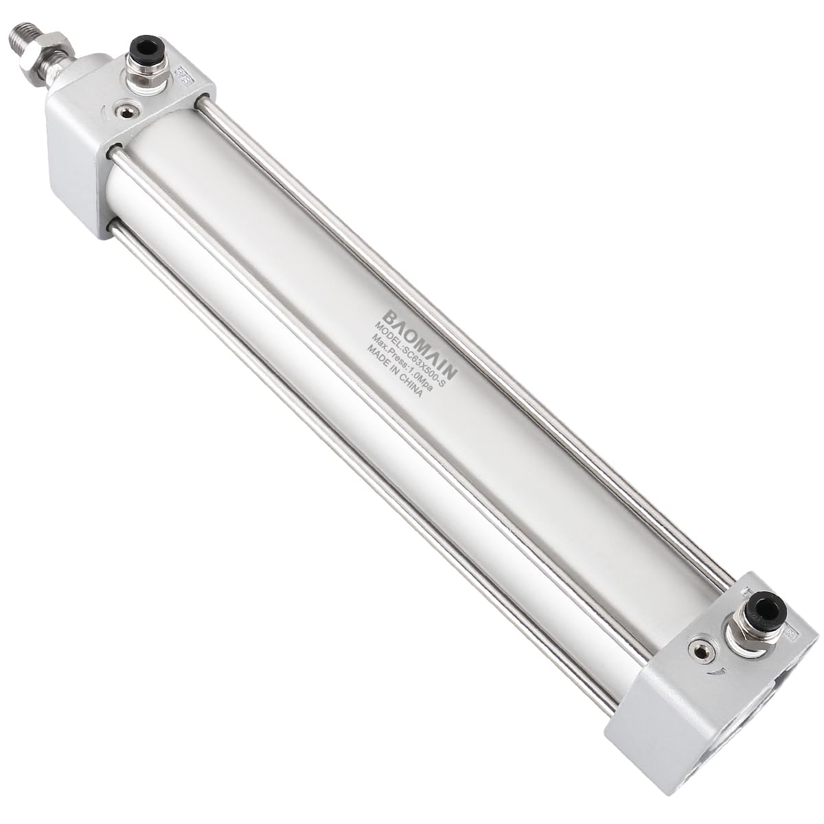 Baomain SC63 x 500-S PT 3/8 Pneumatic Air Cylinder - 2.5 Inch Bore, 20 Inch Stroke, Dual Action with Magnet - Ideal for Industrial Automation, CNC Machinery, and Pneumatic Systems