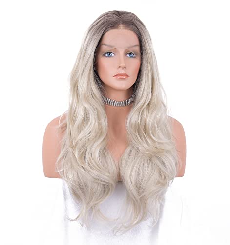 Platinum Blonde Ombre Lace Front Wig - Natural Looking Human Hair Wig for Women | Perfect for Cosplay, Parties & Daily Wear
