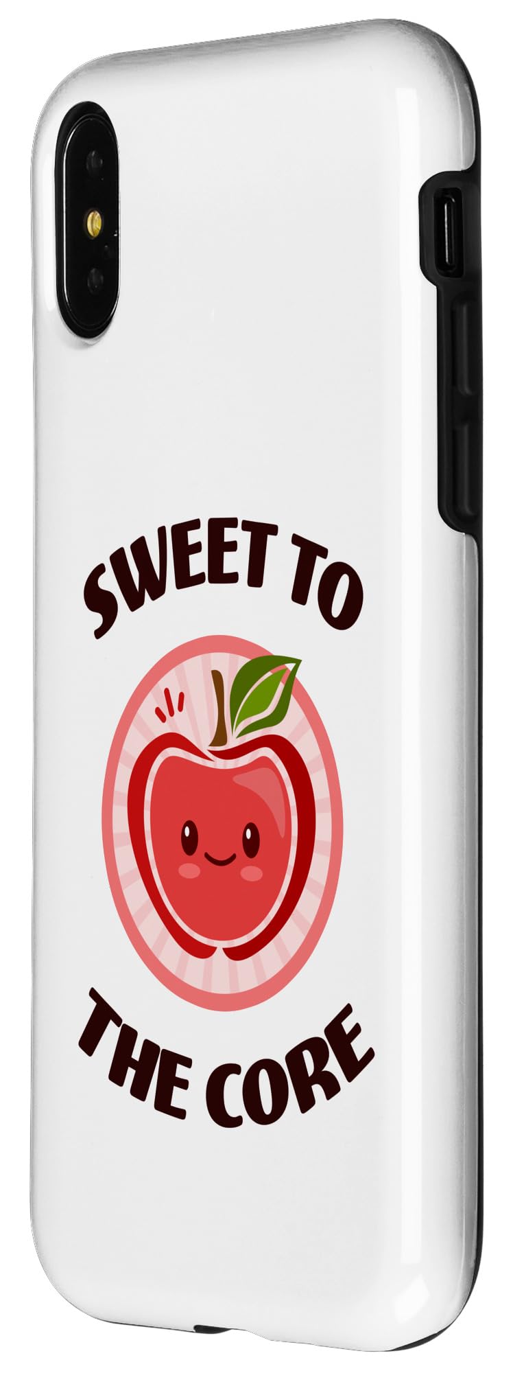 Funny Cute Kawaii Apple Fruit Food Pun Phone Case for iPhone X/XS - Sweet to The Core Protective Cover for Everyday Use & Gifts