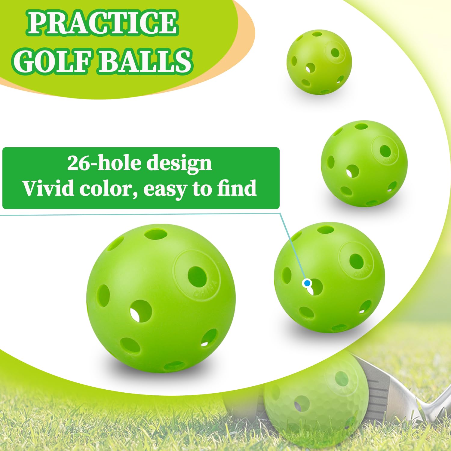 KOFULL 24 Pack Plastic Golf Practice Balls - 42mm Limited Flight Training Golf Balls for Indoor/Outdoor Swing Practice, Backyard & Driving Range - Perfect for Beginners & Home Golf Training