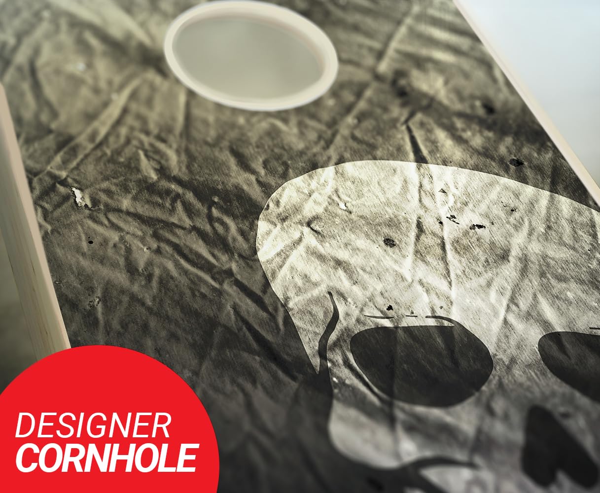 Pirate Skull Cornhole Board Set - Regulation Size Cornhole Game with LED Lights & Carrying Cases - Perfect for Backyard Parties, Tailgating, and Beach Games
