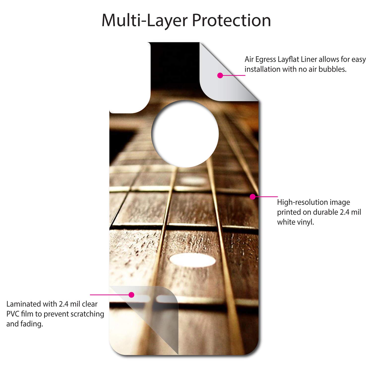 DistinctInk Custom Skin & Decal for OtterBox Defender iPhone X/XS (5.8 Inch) - Guitar Strings Design | Protective Cover for Music Lovers & iPhone Protection