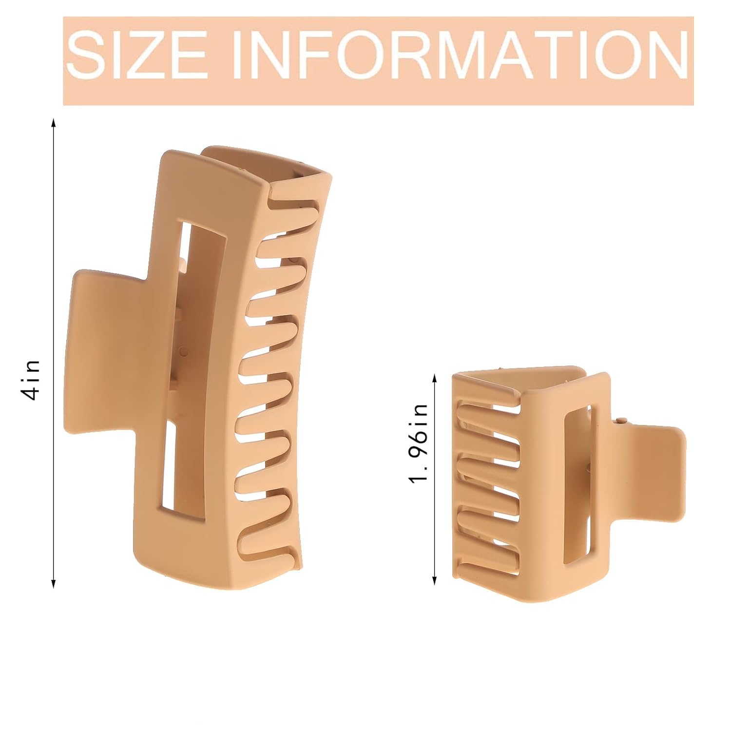 Fameza 6-Pack Square Claw Hair Clips - Large & Small Neutral Matte Non-Slip Jaw Clips for Women - Strong Hold for Thick & Thin Hair - Perfect for Updos, Ponytails & Everyday Styling