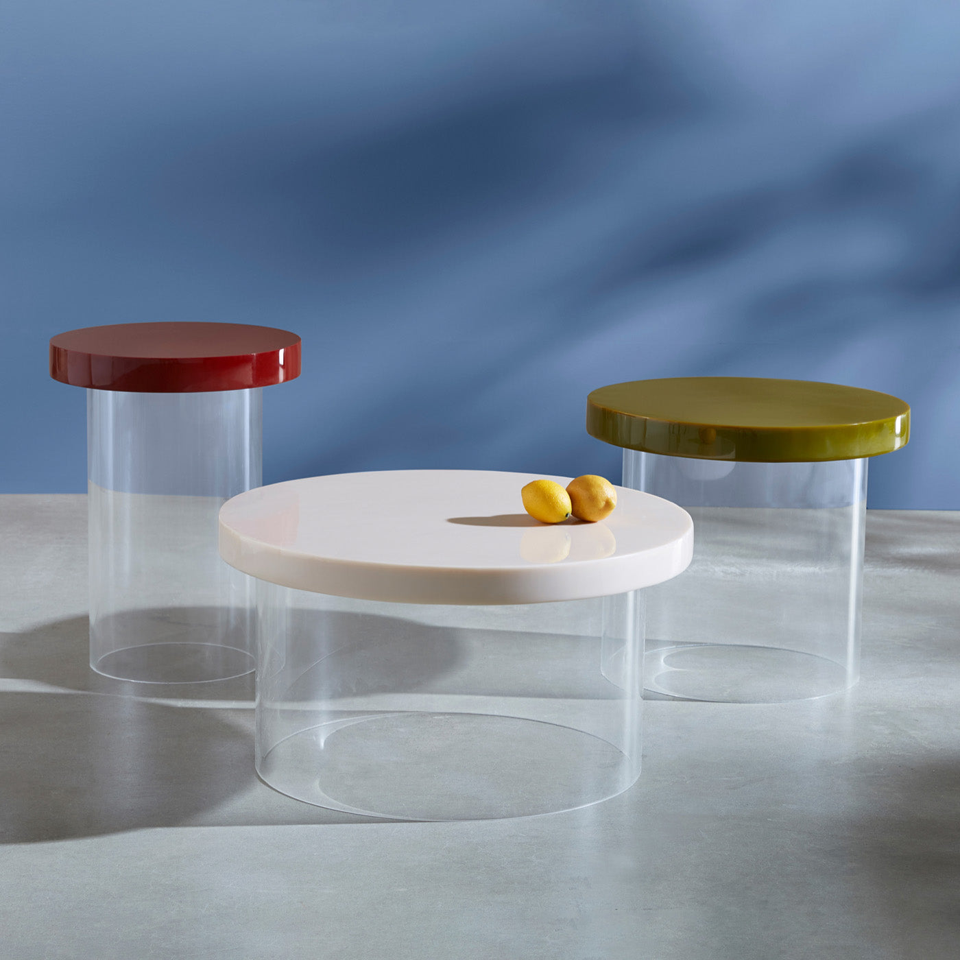 Modern Acrylic Dot Nesting Tables Set of 3 - Stackable Side Tables for Living Room, Bedroom & Office - Contemporary Clear Coffee Table Set with Geometric Design for Small Spaces