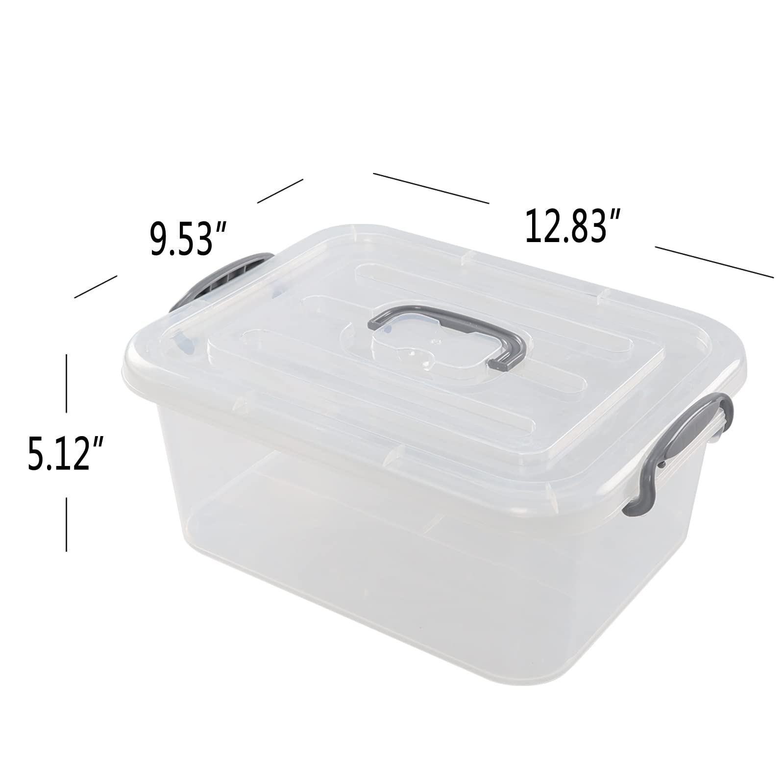 8L Clear Plastic Storage Box with Lid - 2-Pack Airtight Latch Containers for Kitchen Pantry, Office Organization & Home Decluttering