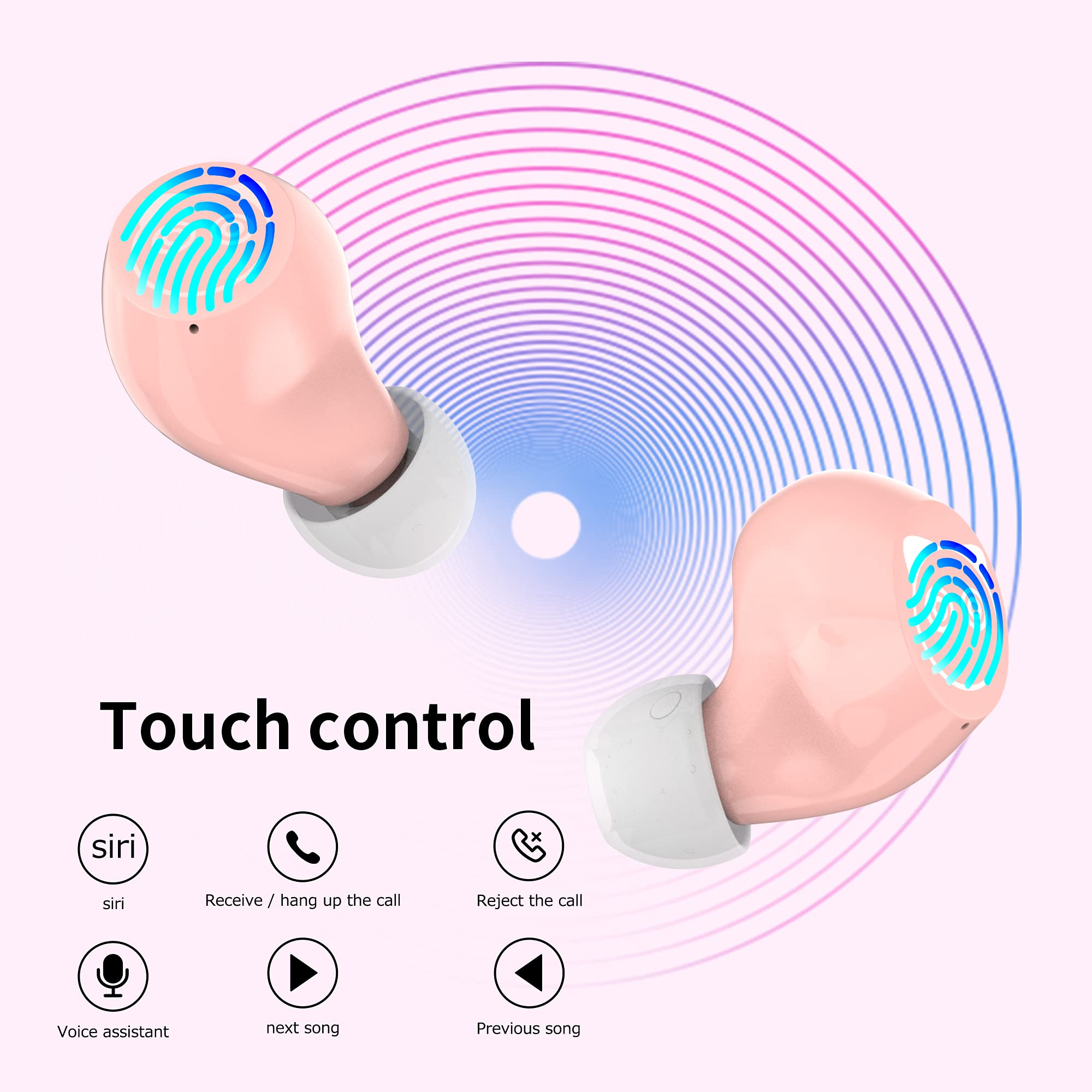 Pink Wireless Earbuds Bluetooth 5.1, 36H Playtime - Perfect for Girls' Workouts & Travel