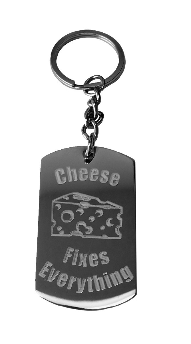 Cheese Fixes Everything - Funny Metal Ring Keychain for Keys & Gifts | Perfect for Cheese Lovers, Office Humor & Everyday Carry