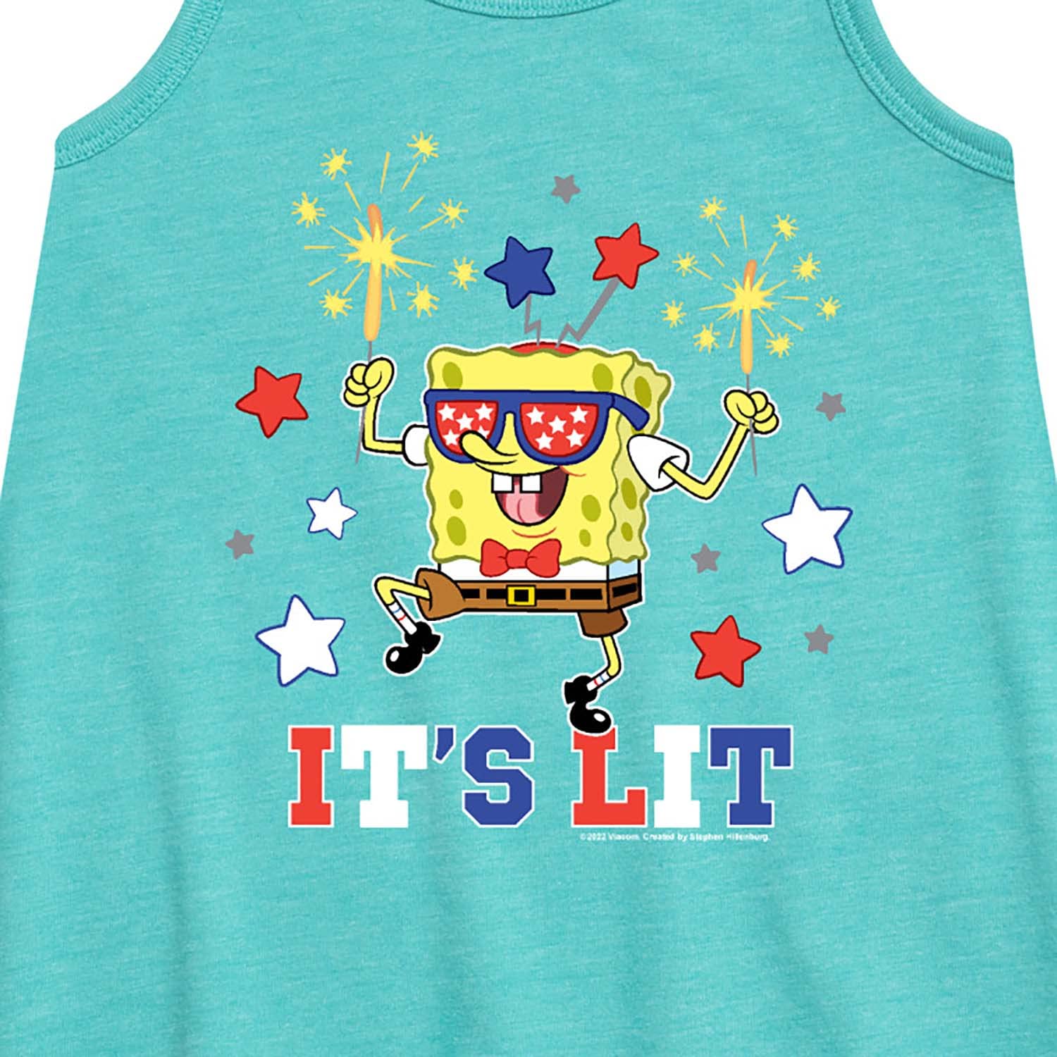 HYBRID APPAREL Spongebob Squarepants It's Lit A-Line Dress for Toddler & Youth Girls | Cute Cartoon Character Outfit for Birthday Parties, School Events & Playdates