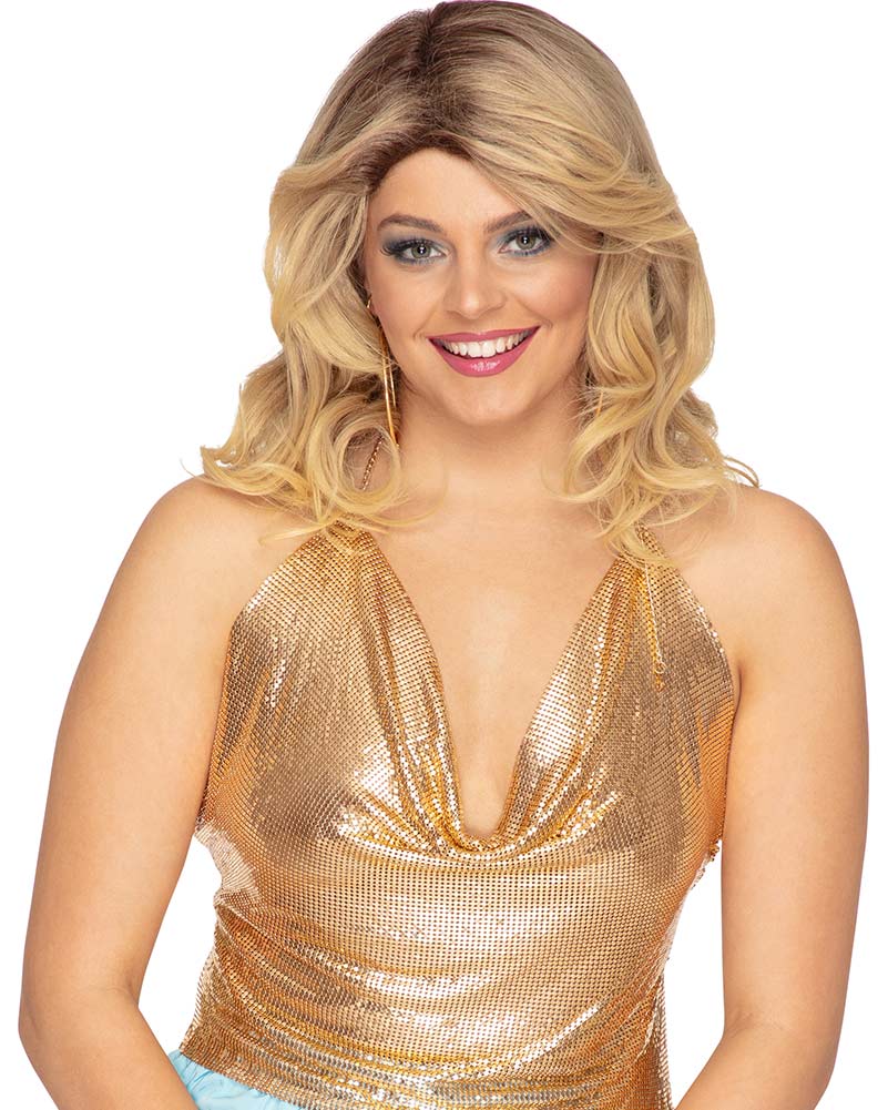 70s Disco Flick Deluxe Dirty Blonde Feathered Long Wig - Vintage Costume Wig for Halloween, Cosplay & 70s Theme Parties