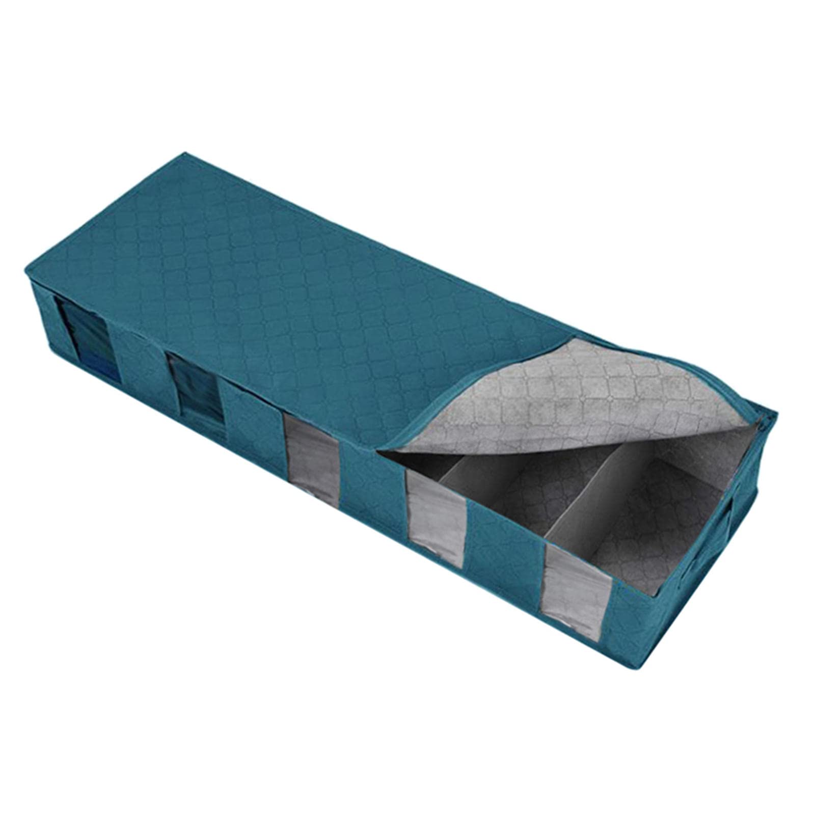 Baoblaze Large Capacity Foldable Under Bed Storage Bag with Clear Windows, Durable Non-Woven Fabric - Blue, Perfect for Seasonal Clothes, Blankets, and Bedding Organization