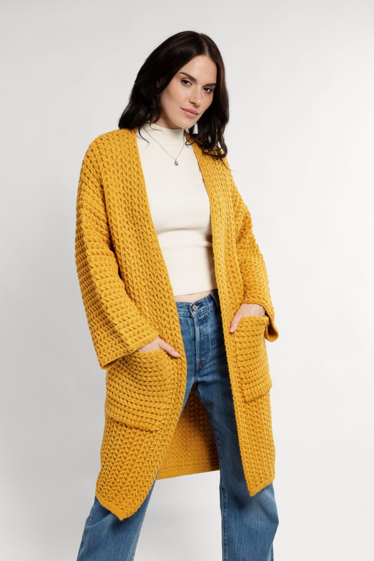 Women's Long Sleeve Kimono Cable Knit Cardigan Sweater - Cozy Fall Winter Wrap for Casual Outfits & Layering