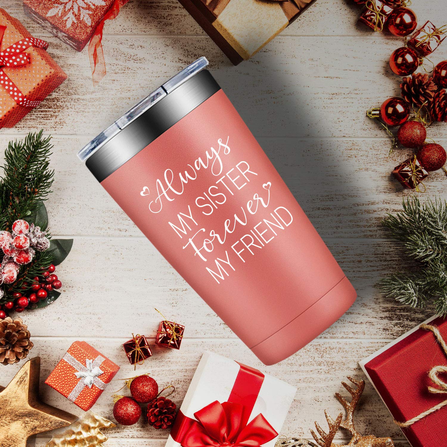 Fufendio Sister Gifts - Best Friend Gifts for Women - Funny Birthday & Christmas Presents for Sister, BFF - 20oz Vacuum Insulated Tumbler Cup - Perfect for Coffee, Tea & Cold Drinks at Work, Gym or Travel
