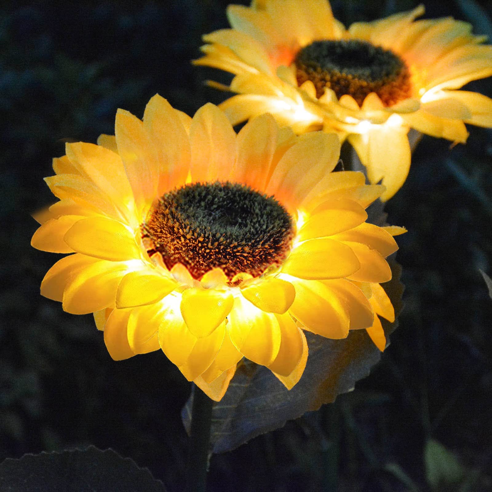 Upgraded 4-Flower Solar Sunflower Lights - Waterproof Outdoor Solar Garden Lights for Patio, Yard, Flowerbed & Cemetery Decor - Perfect for Christmas, Summer & Memorial Day Decorations