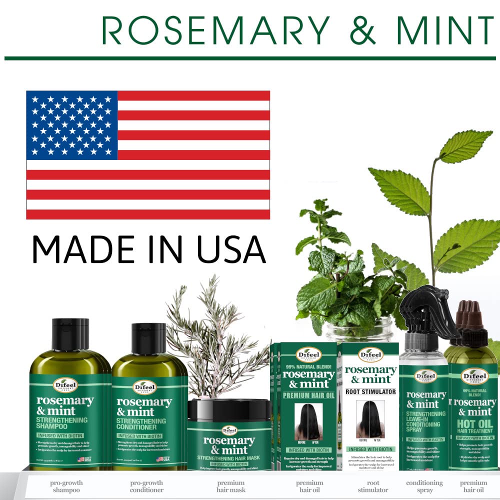 Difeel Rosemary & Mint Biotin Hair Growth Oil - 7.1 oz Natural Hair Treatment with Rosemary Essential Oil for Thicker, Stronger Hair - Perfect for Daily Scalp Massage & Damaged Hair Repair