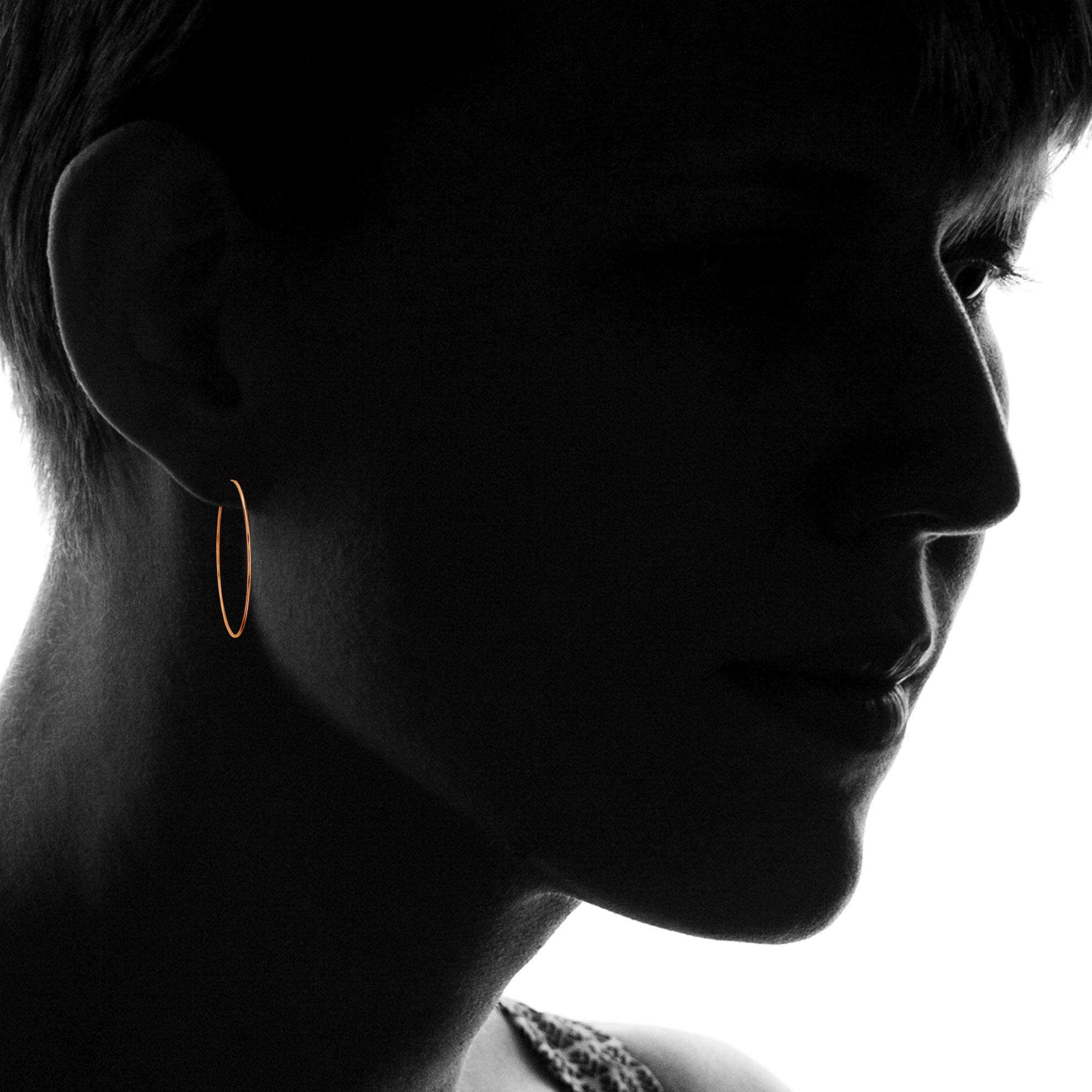 14K Solid Gold Cartilage Hoop Earrings - 1mm Tube Endless Flex Hoops in Yellow, White & Rose Gold | Hypoallergenic Huggie Hoops for Women (10mm-70mm) | Perfect for Everyday Wear, Special Occasions & Gifts