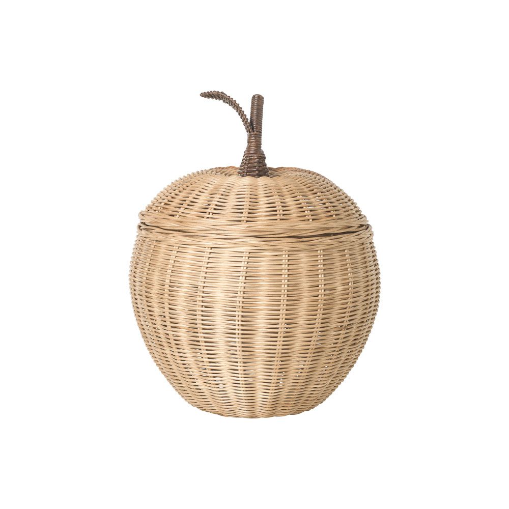 FERM LIVING Apple Braided Storage Basket - Natural Woven Rattan Organizer for Home Decor, Nursery, Bathroom & Office Organization