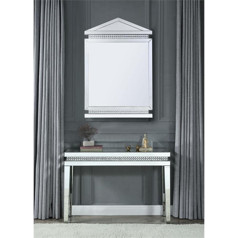 Acme Lotus Glass Wall Decor - Elegant Mirrored & Faux Ice Cube Crystal Art for Living Room, Bedroom, or Office Decoration