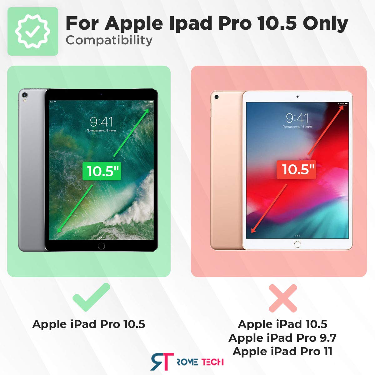 Rome Tech Rugged Shockproof Case for Apple iPad Pro 10.5 (A1701/A1709/A1852) & iPad Air 3rd Gen (2019 Model A2153/A2123/A2154/A2152) - Heavy Duty Protective Cover with Military-Grade Drop Protection - Perfect for Outdoor Use, Construction Sites & Travel - Black